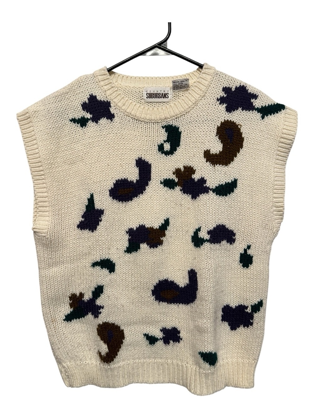 Vintage 80s/90s Country Suburbans Paisley Pattern Sleeveless Sweater Vest Large